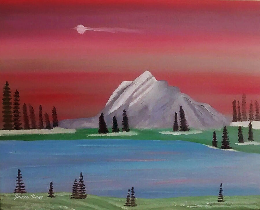 Mountain Sunset With Pines